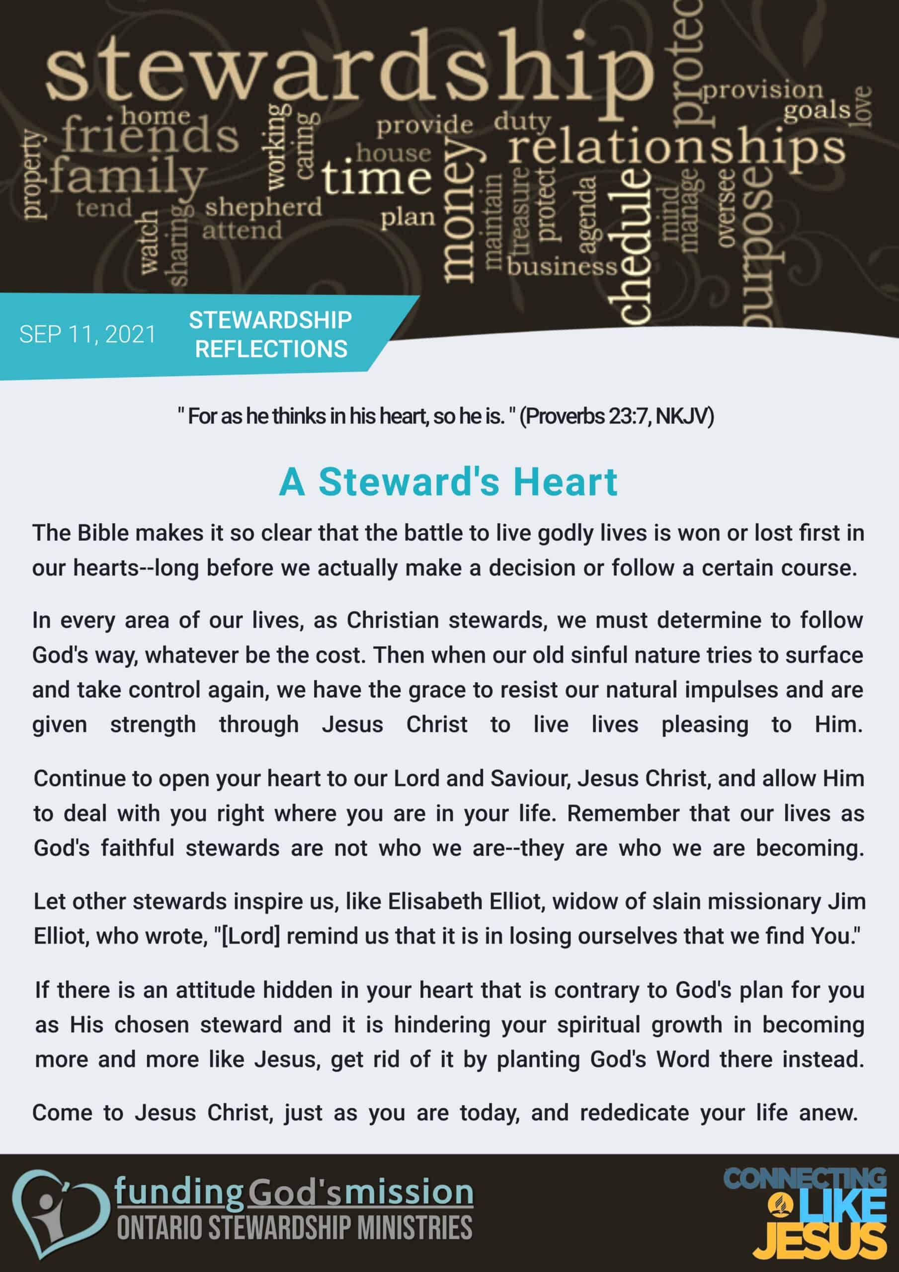 Stewardship reflection Text for September 11