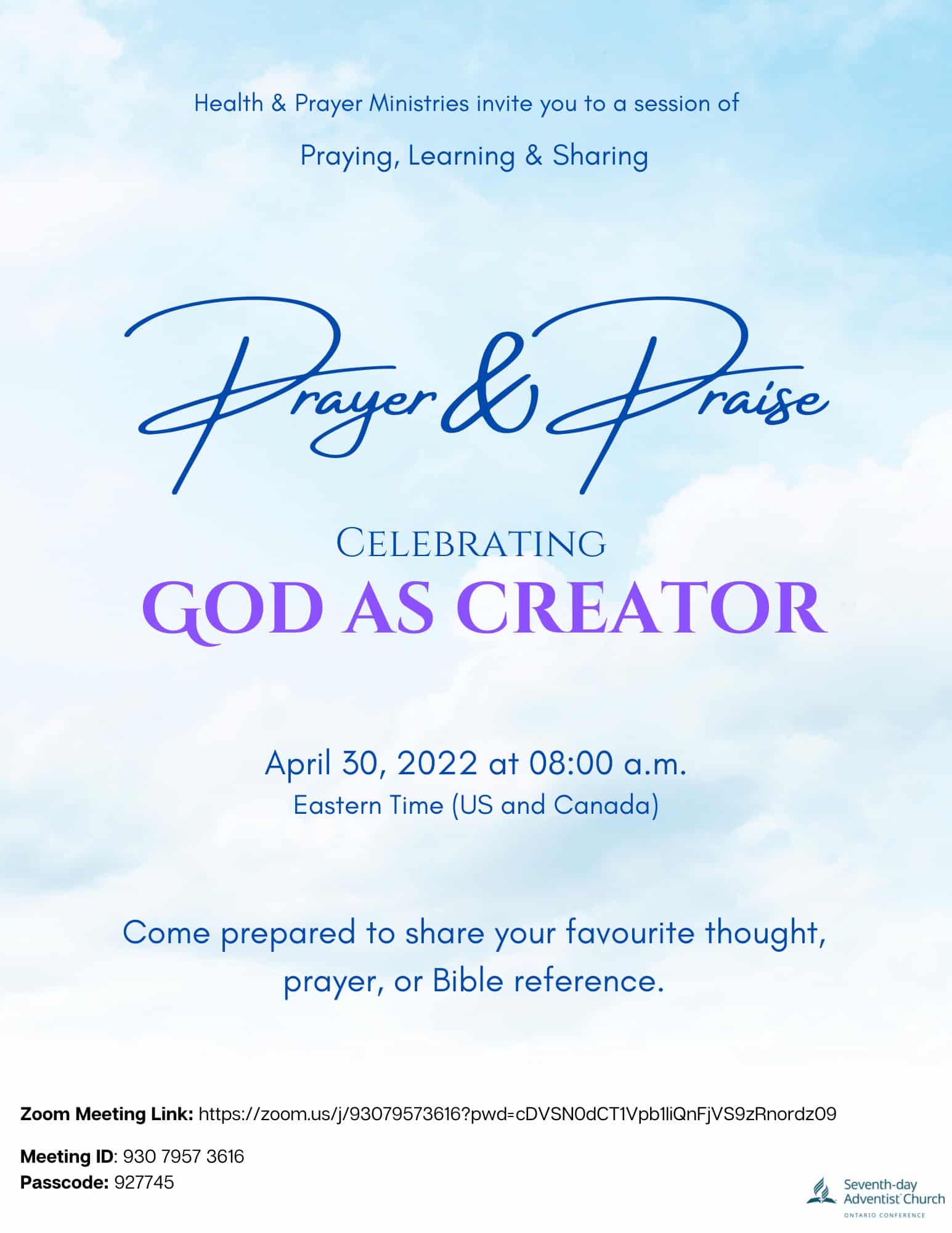 prayer and praise flyer