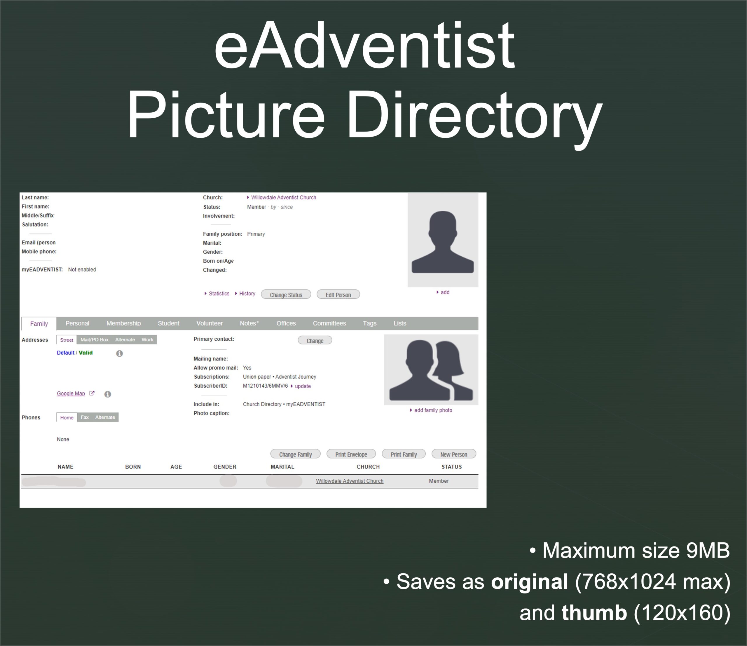 eAdventist Picture Directory Preview