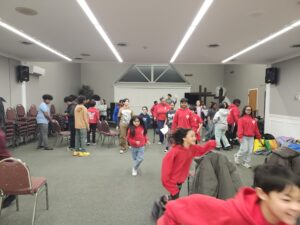 The youth playing during the lock-in