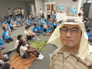 Pastor Dae-Eun Kim and children attending the Willowdale VBS