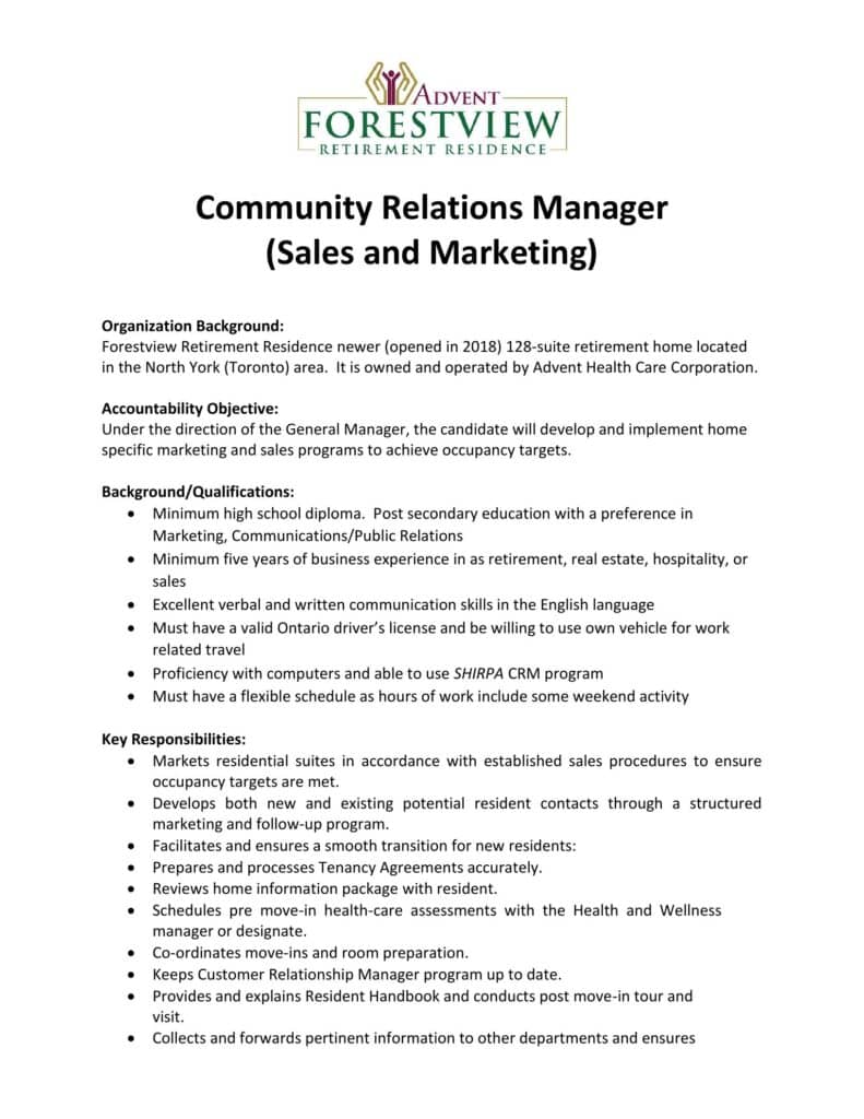 Forrestview Sales Manager