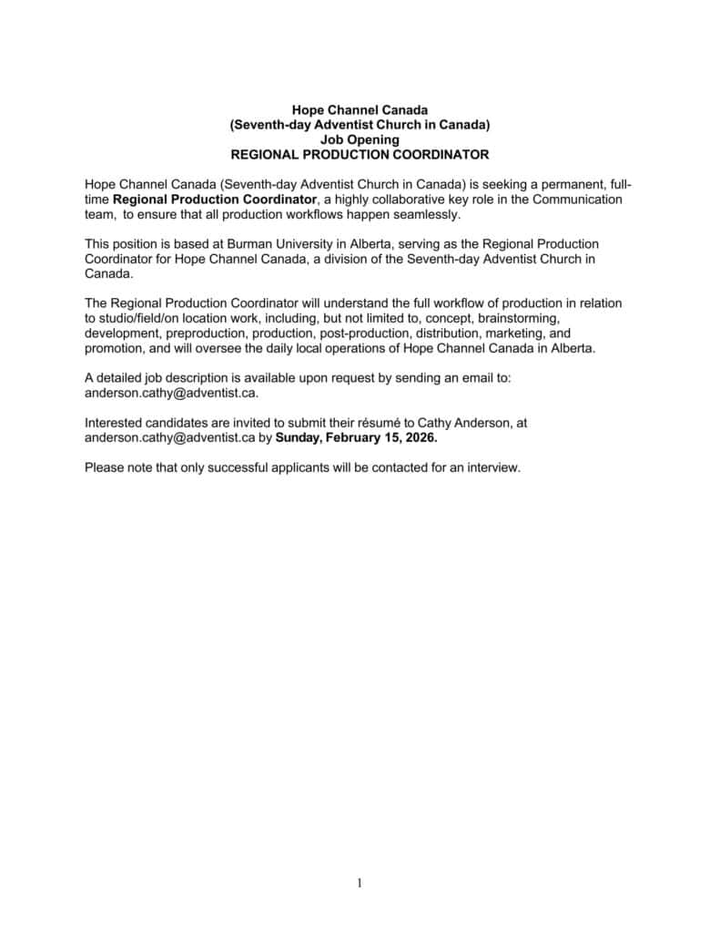 SDACC - HCC - Regional Production Coordinator - Job posting -1